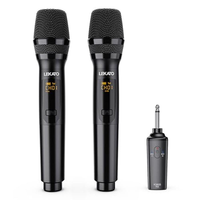 LEKATO Wireless Microphone: 2.4GHz Rechargeable Dual – Front View