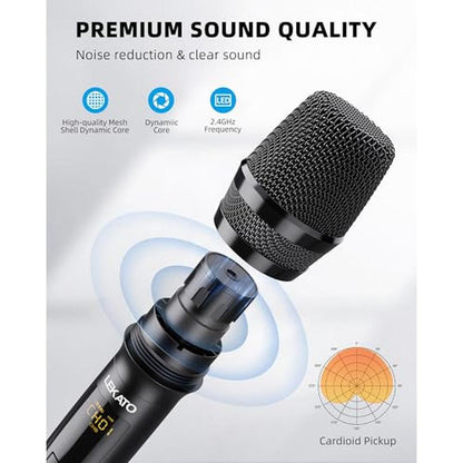 LEKATO Wireless Microphone: 2.4GHz Rechargeable Dual – Side View