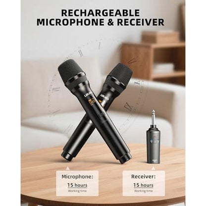 LEKATO Wireless Microphone: 2.4GHz Rechargeable Dual – In Use