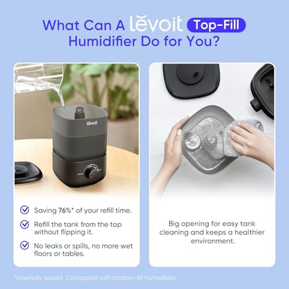 Levoit Classic 160 Top Fill Ultrasonic Cool Mist Humidifier – Close-up Detail