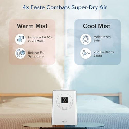 Levoit LV600S: Smart Hybrid Ultrasonic Humidifier – Side View