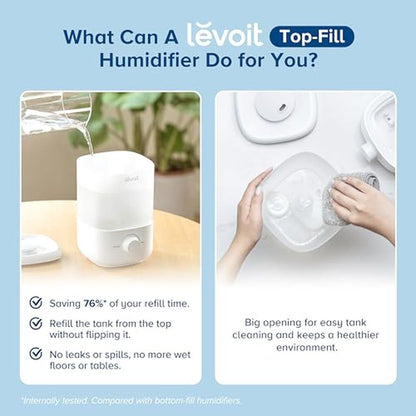 Levoit Top Fill Humidifiers: 2.5L Tank for Large Room – Close-up Detail