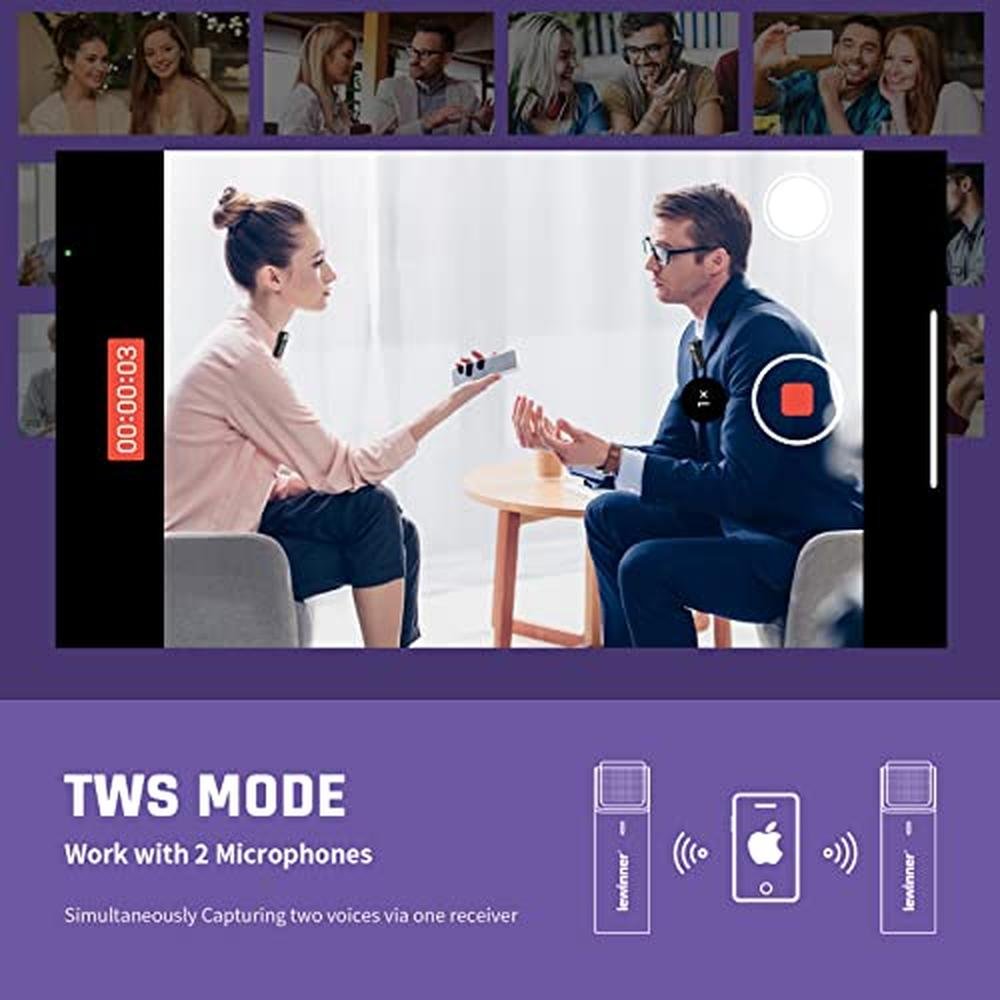 Lewinner Wireless Microphone: Lewinner Set 2 Transmitters 1 – Side View