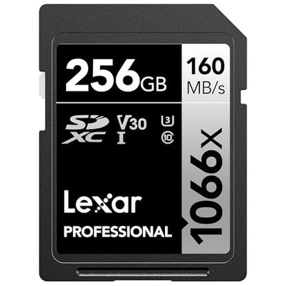 Lexar 256GB: Professional 1066x SD Card UHS-I C10 U3 V30 – Front View