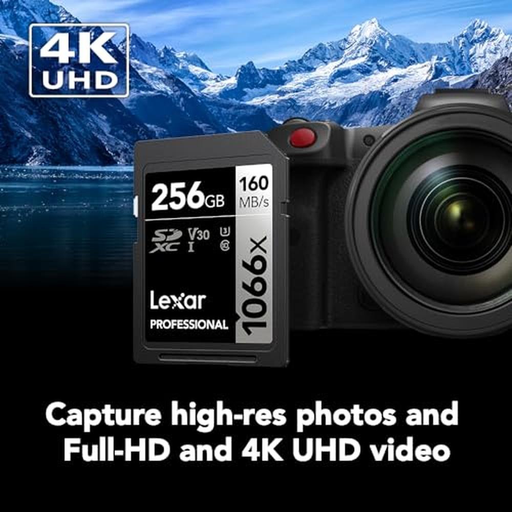 Lexar 256GB: Professional 1066x SD Card UHS-I C10 U3 V30 – Close-up Detail
