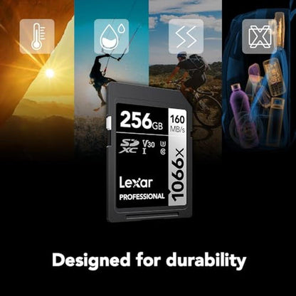 Lexar 256GB: Professional 1066x SD Card UHS-I C10 U3 V30 – In Use