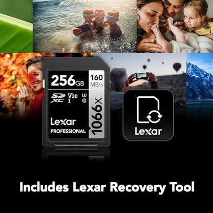 Lexar 256GB: Professional 1066x SD Card UHS-I C10 U3 V30 – Packaging