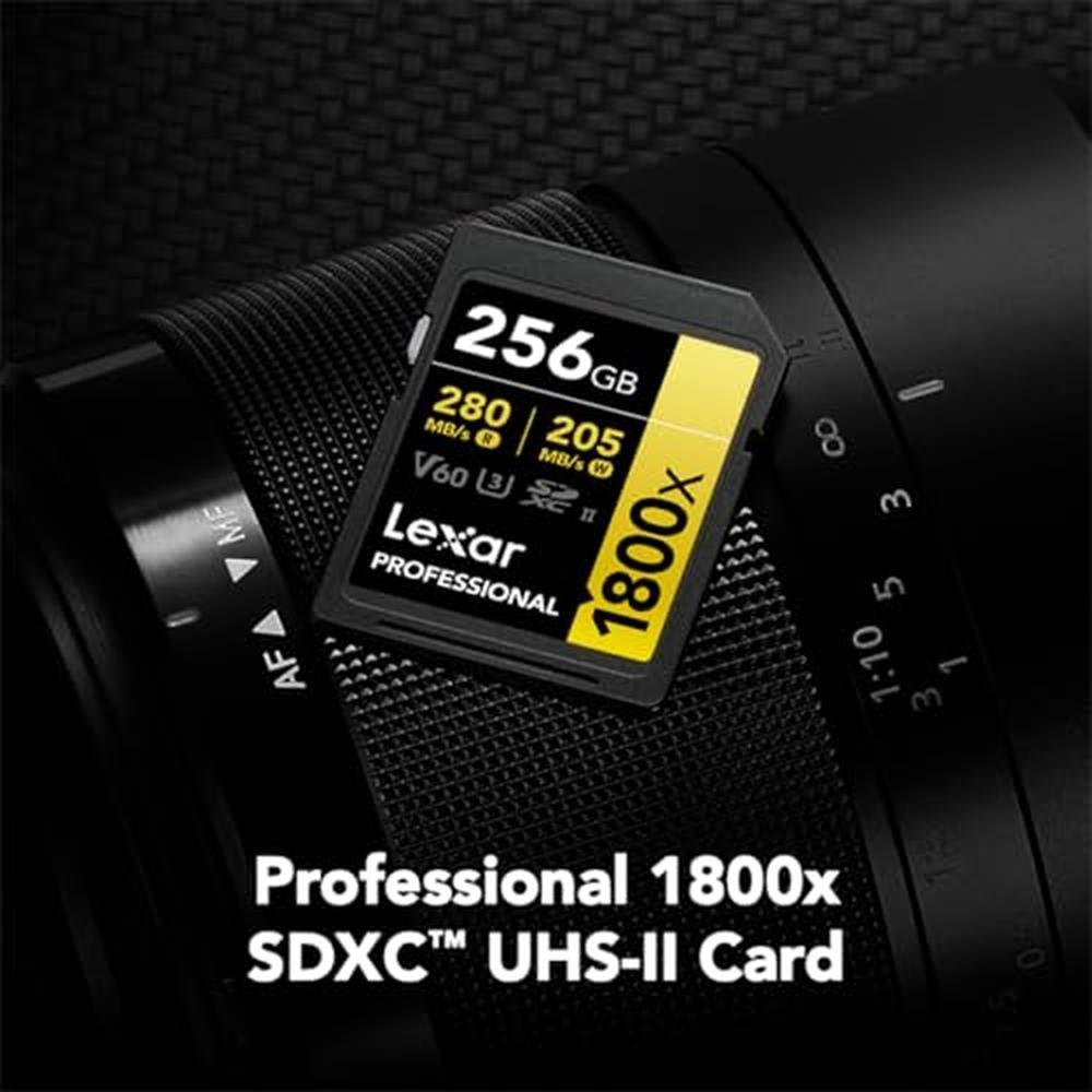 Lexar 256GB: Professional 1800x UHS-II SDXC Memory Card – Side View