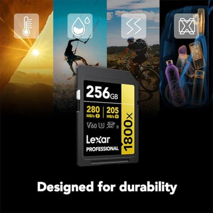 Lexar 256GB: Professional 1800x UHS-II SDXC Memory Card – Packaging