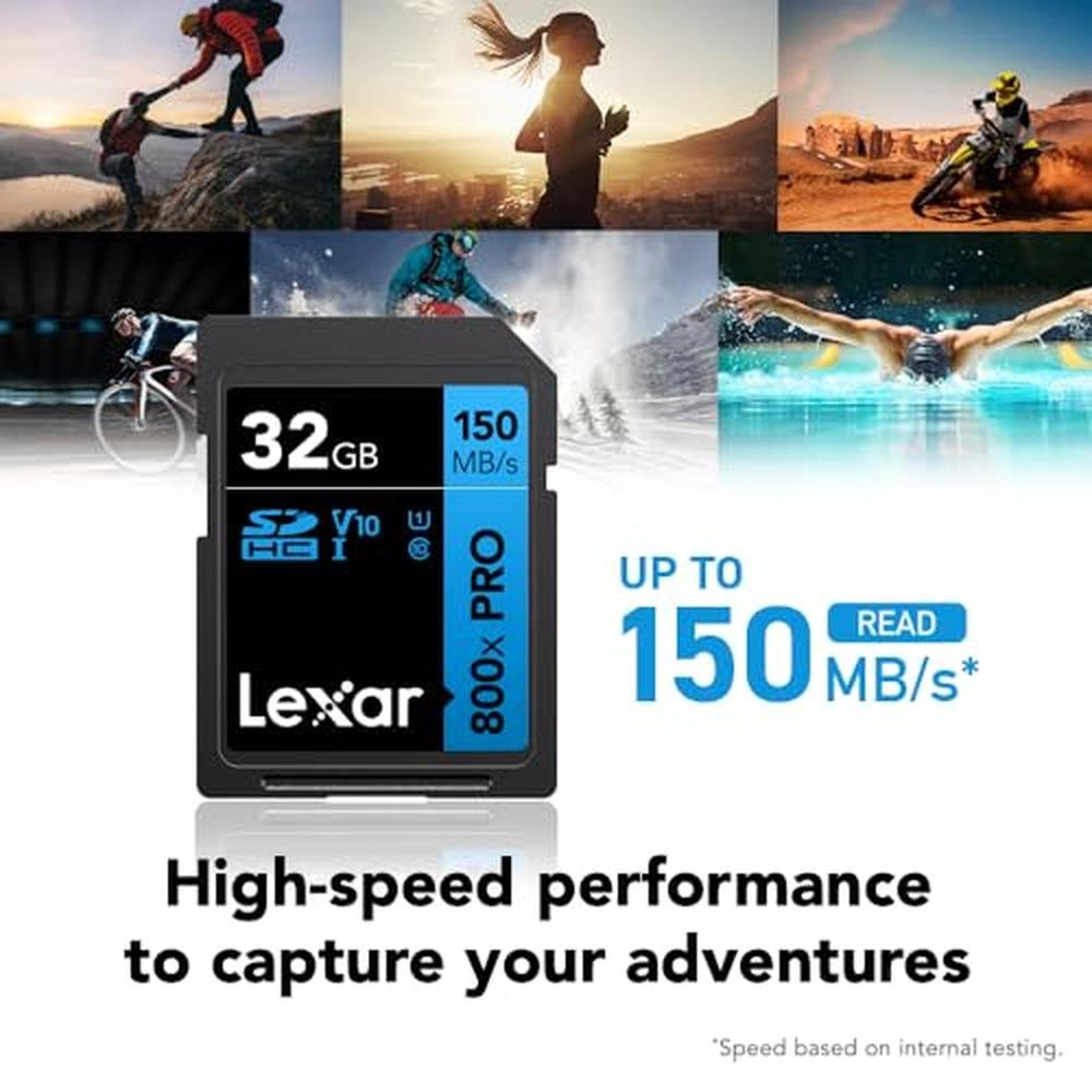 Lexar 32GB: Lexar 800x Pro SD Card UHS-I C10 U1 V10 4K Up – Side View