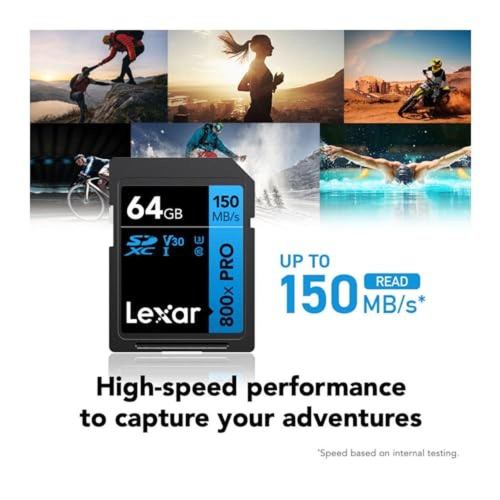 Lexar 64GB: High-Performance 800x Pro UHS-I SDXC Memory – Side View