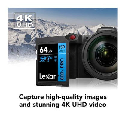 Lexar 64GB: High-Performance 800x Pro UHS-I SDXC Memory – Close-up Detail