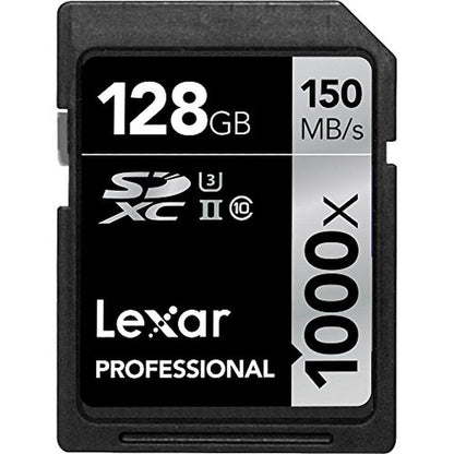 Lexar Professional: 128GB 1000x Speed SDXC UHS-II Memory – Front View