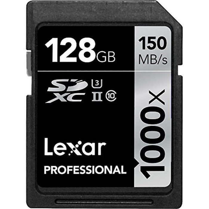 Lexar Professional: 128GB 1000x Speed SDXC UHS-II Memory – Front View