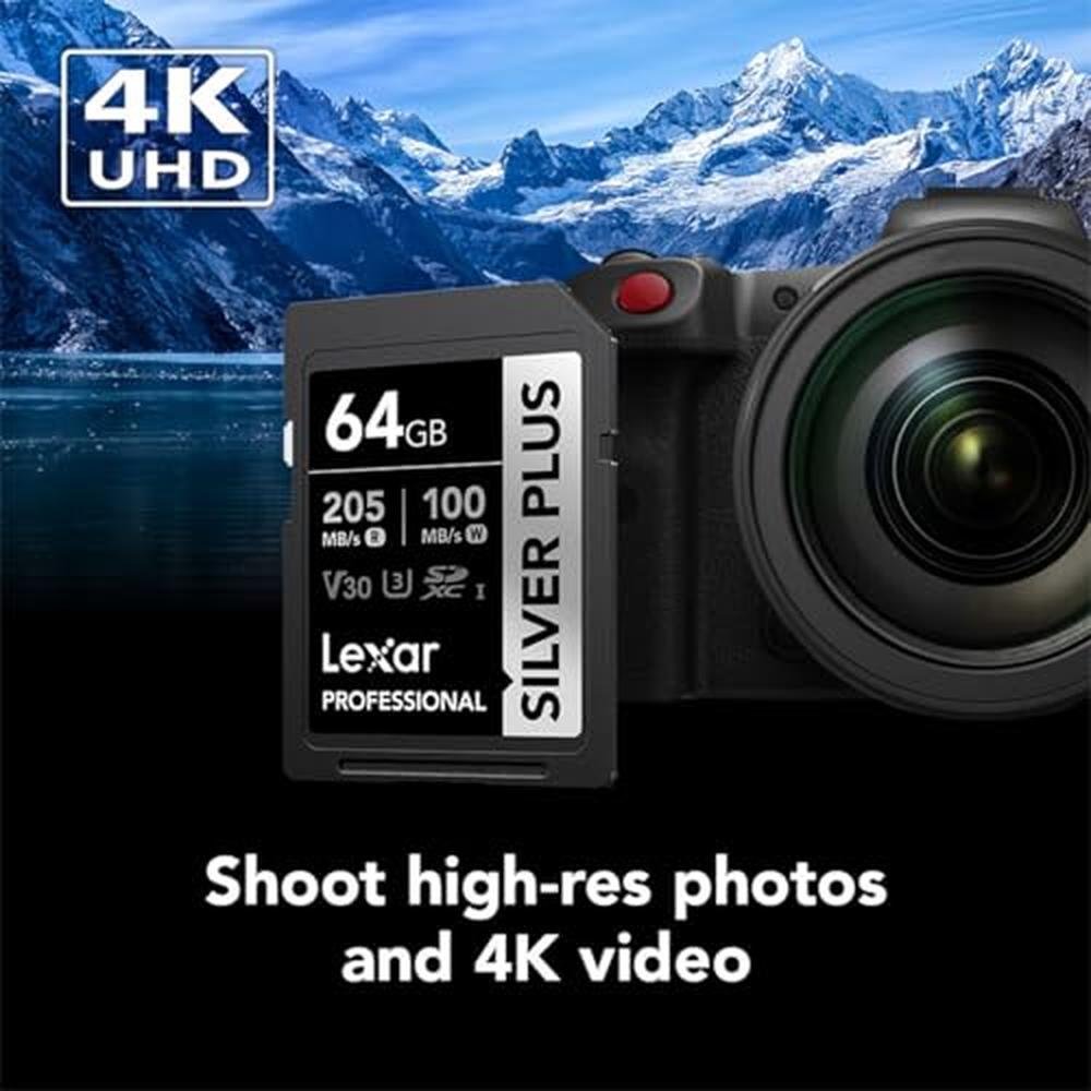Lexar Professional Silver Plus SDXC UHS-I Card 64GB Memory – Close-up Detail