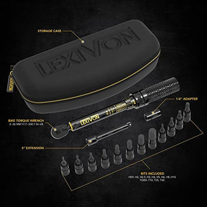 LEXIVON Bike Torque Wrench 1/4-Inch Dr. 15-Piece Kit – Close-up Detail