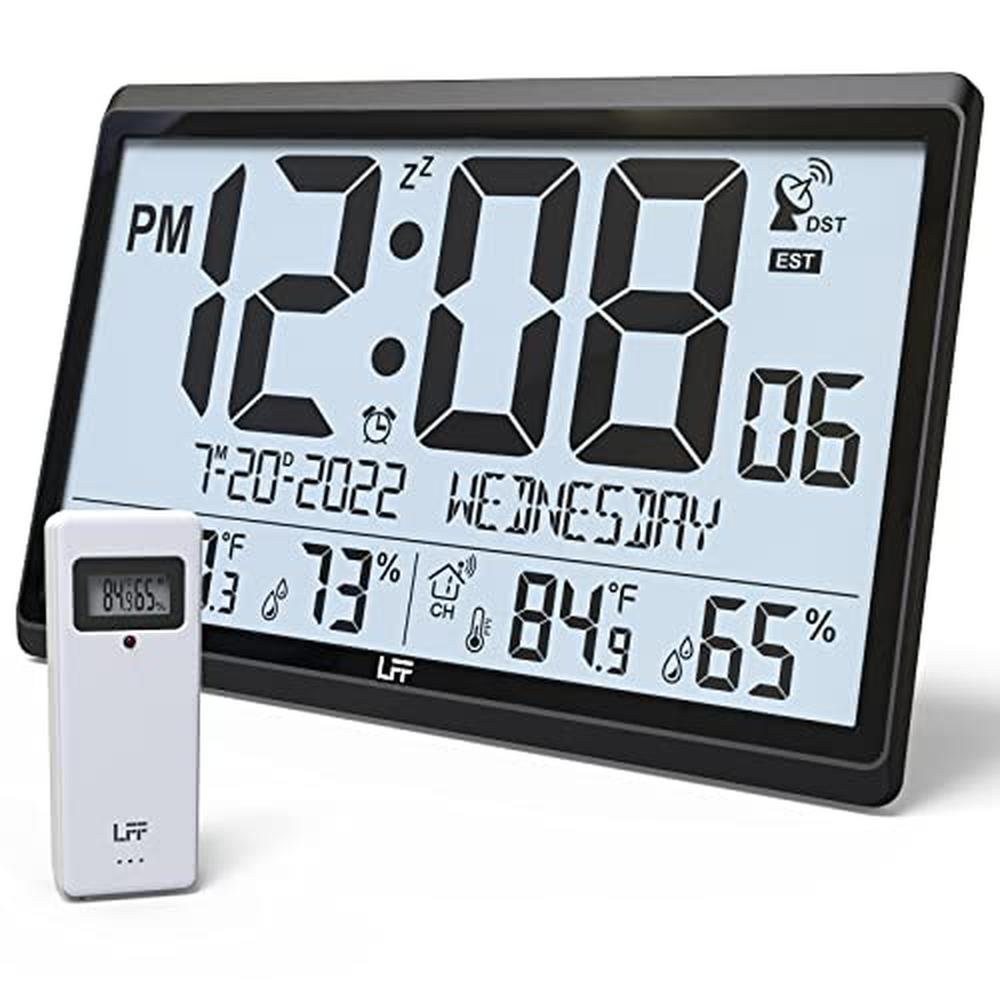 Atomic Clock: LFF Battery Operated Atomic Wall Clock with – Front View