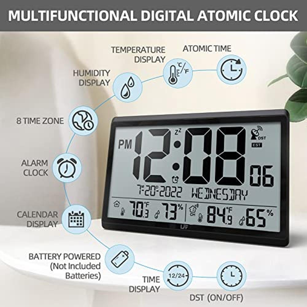 Atomic Clock: LFF Battery Operated Atomic Wall Clock with – Side View