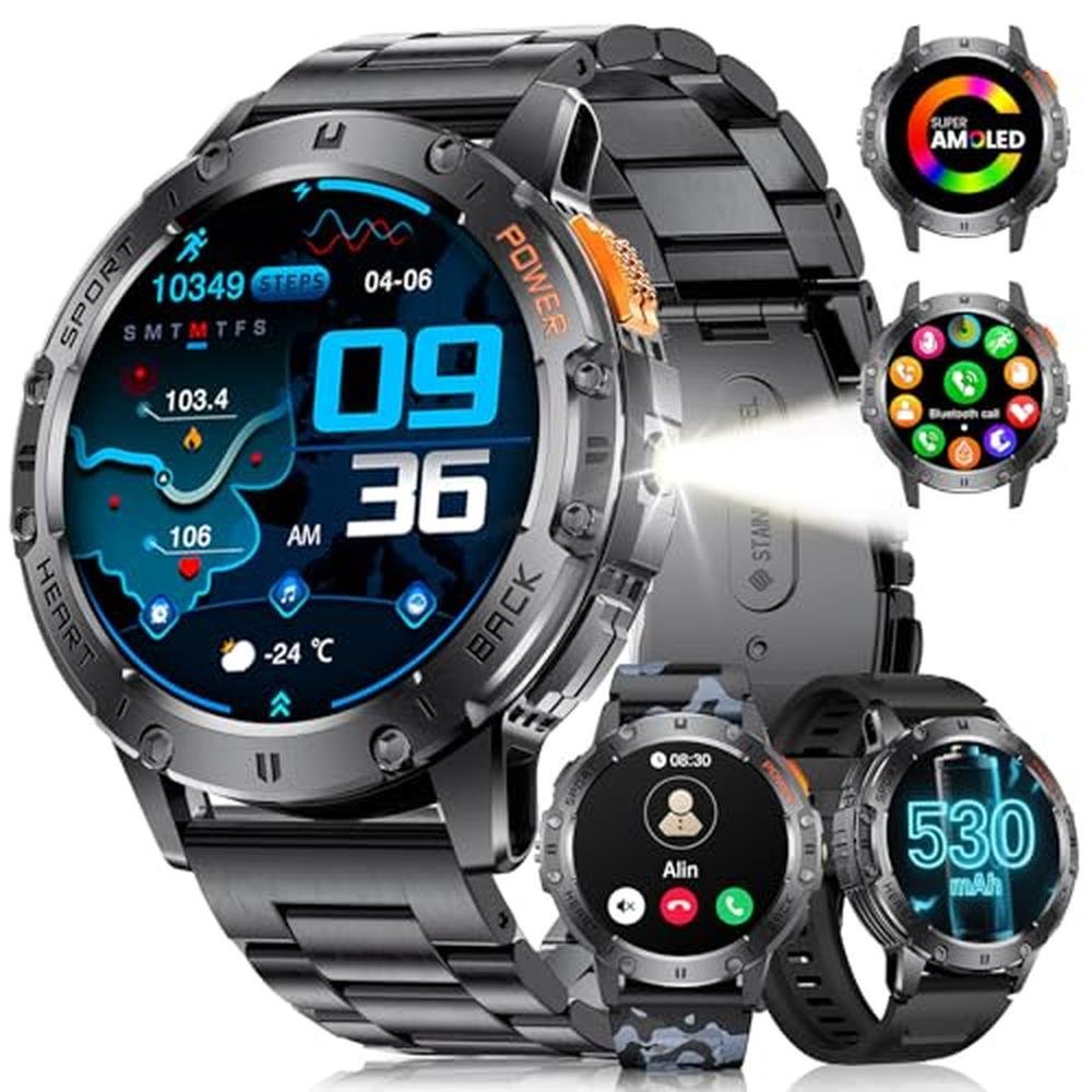 LIGE 1.43 AMOLED Smart Watch: High-End Men's Timepiece – Front View