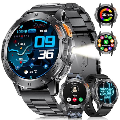 LIGE 1.43 AMOLED Smart Watch: High-End Men's Timepiece – Front View