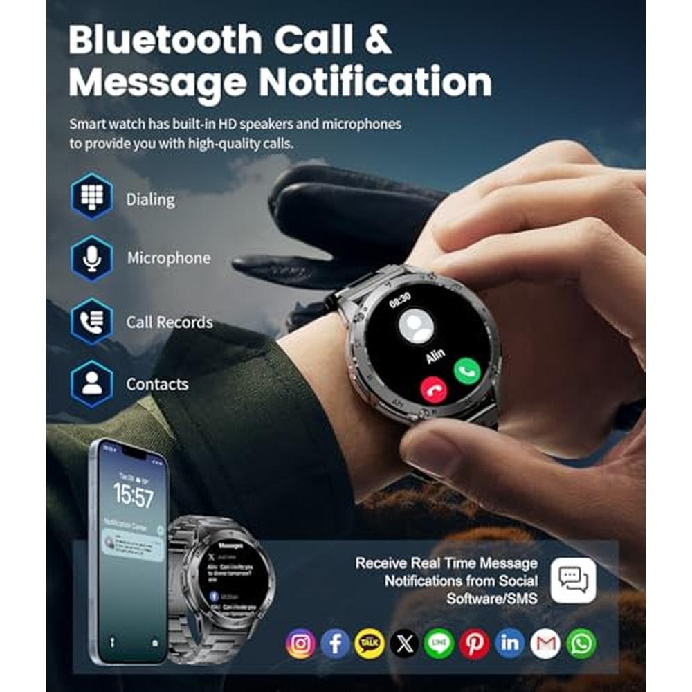 LIGE Military Smart Watch for Men – Side View