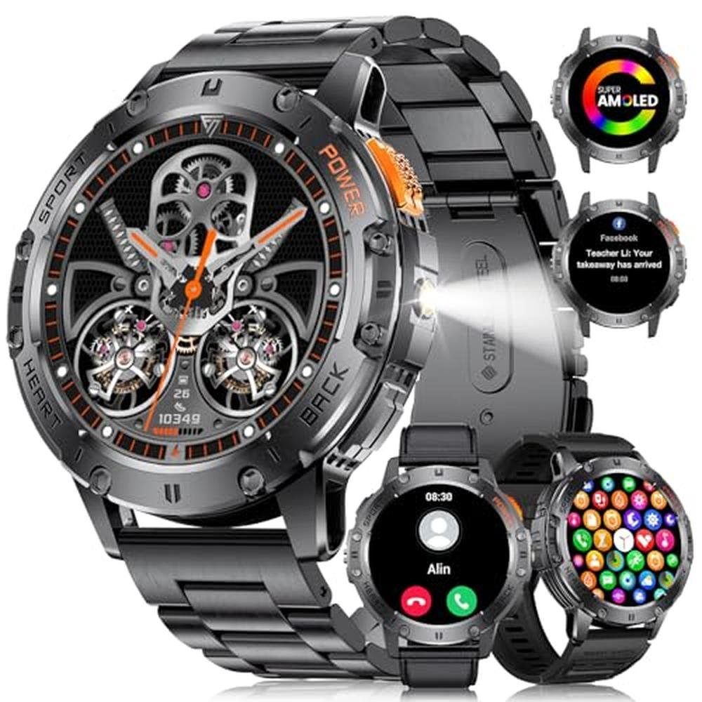 Watch Lige: Premium Smartwatch for Men with Flashlight – Front View