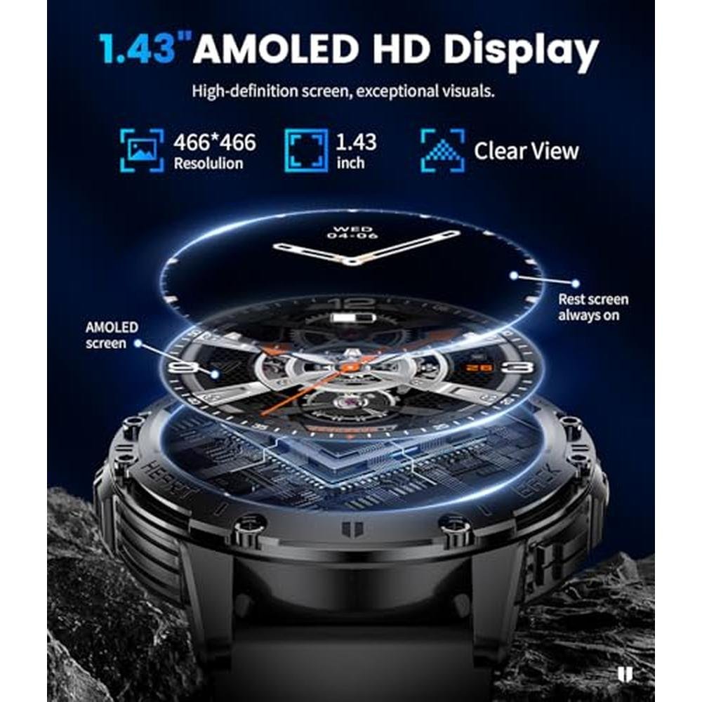 Watch Lige: Premium Smartwatch for Men with Flashlight – Side View