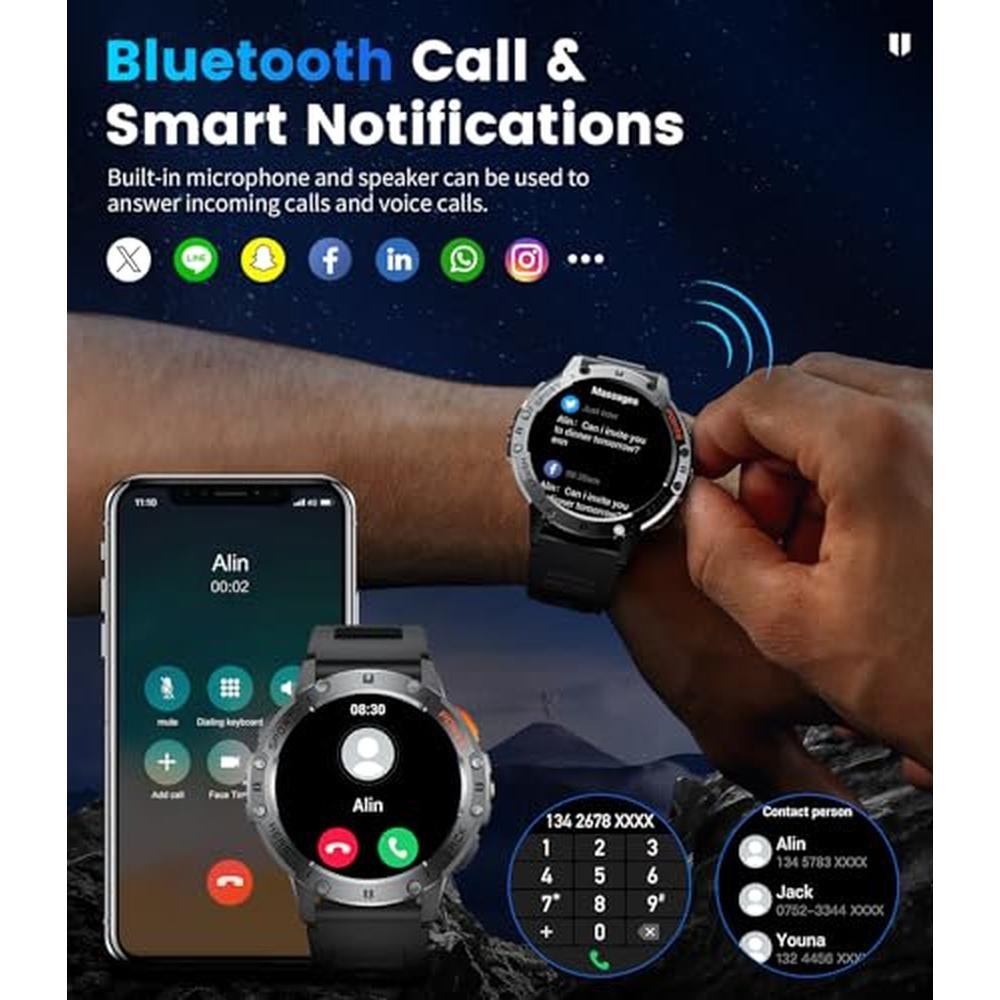 Watch Lige: Premium Smartwatch for Men with Flashlight – Close-up Detail