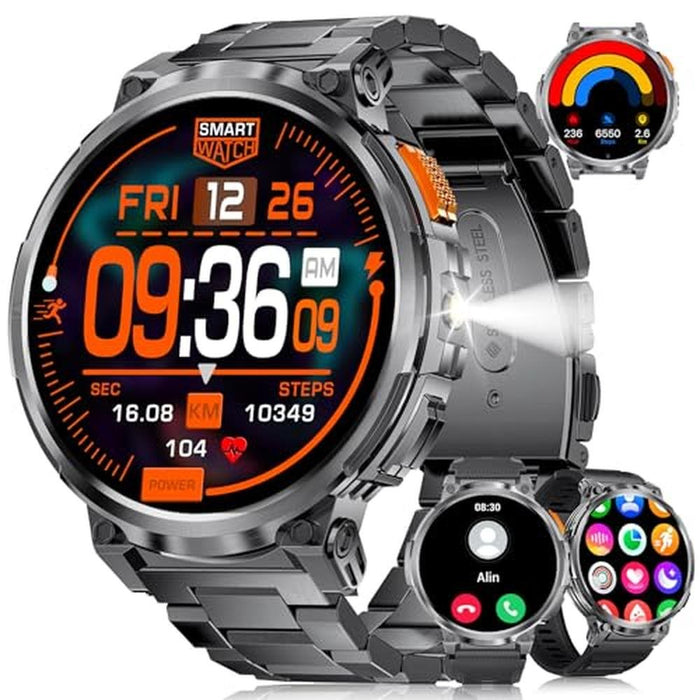 LIGE Smart Watches for Men: 730mAh Battery – Front View
