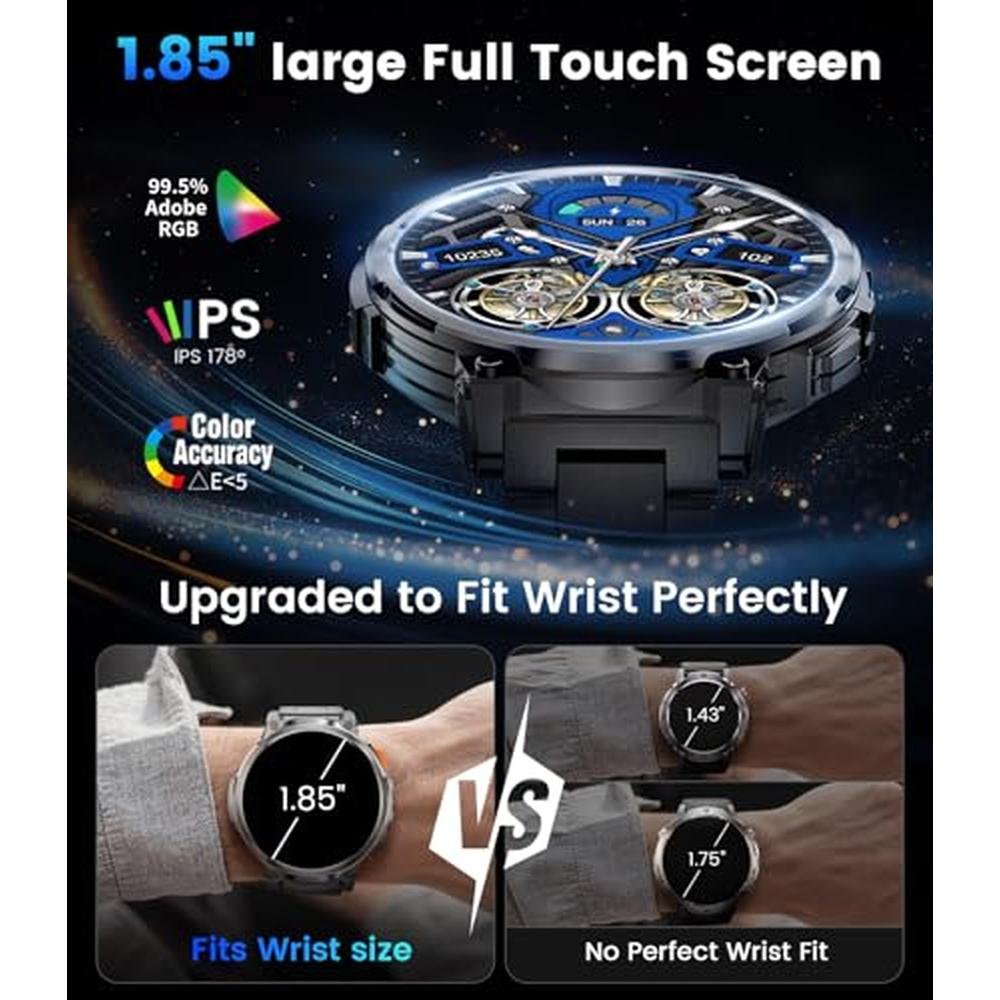 LIGE Smart Watches for Men: 730mAh Battery – Side View