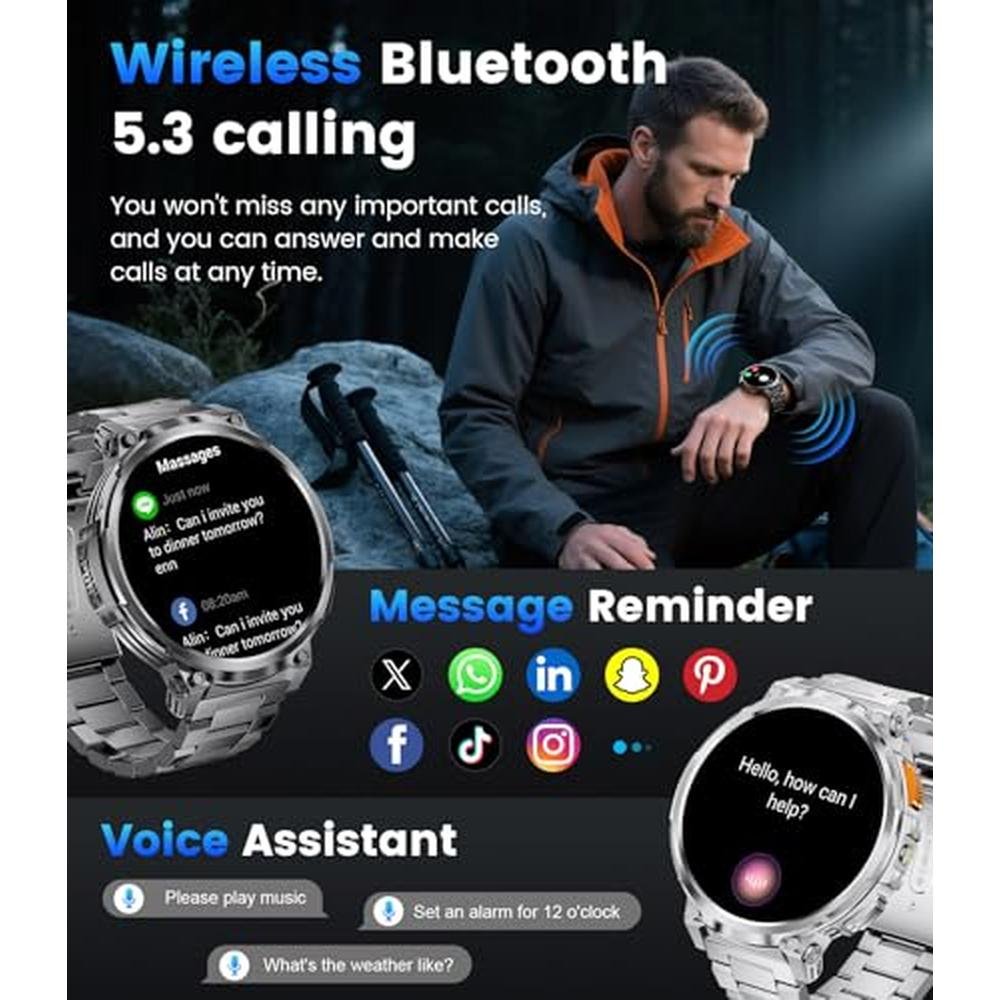 LIGE Smart Watches for Men: 730mAh Battery – Close-up Detail