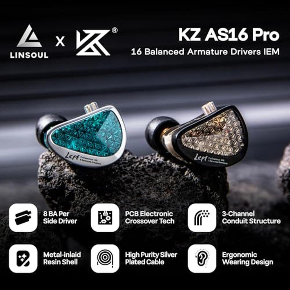 Linsoul KZ AS16 Pro Wired Earbuds – Side View