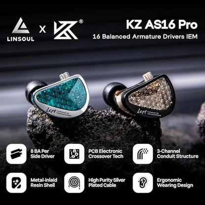 Linsoul KZ AS16 Pro Wired Earbuds – Side View