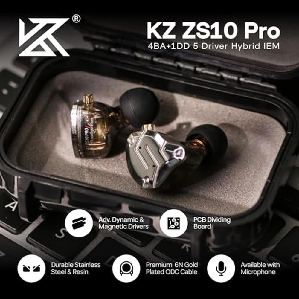 Linsoul KZ ZS10 Pro: 4BA+1DD 5 Driver in Ear Monitor – Side View