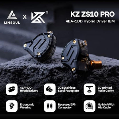 Linsoul KZ ZS10 Pro: 4BA+1DD 5 Driver in Ear Monitor – Side View