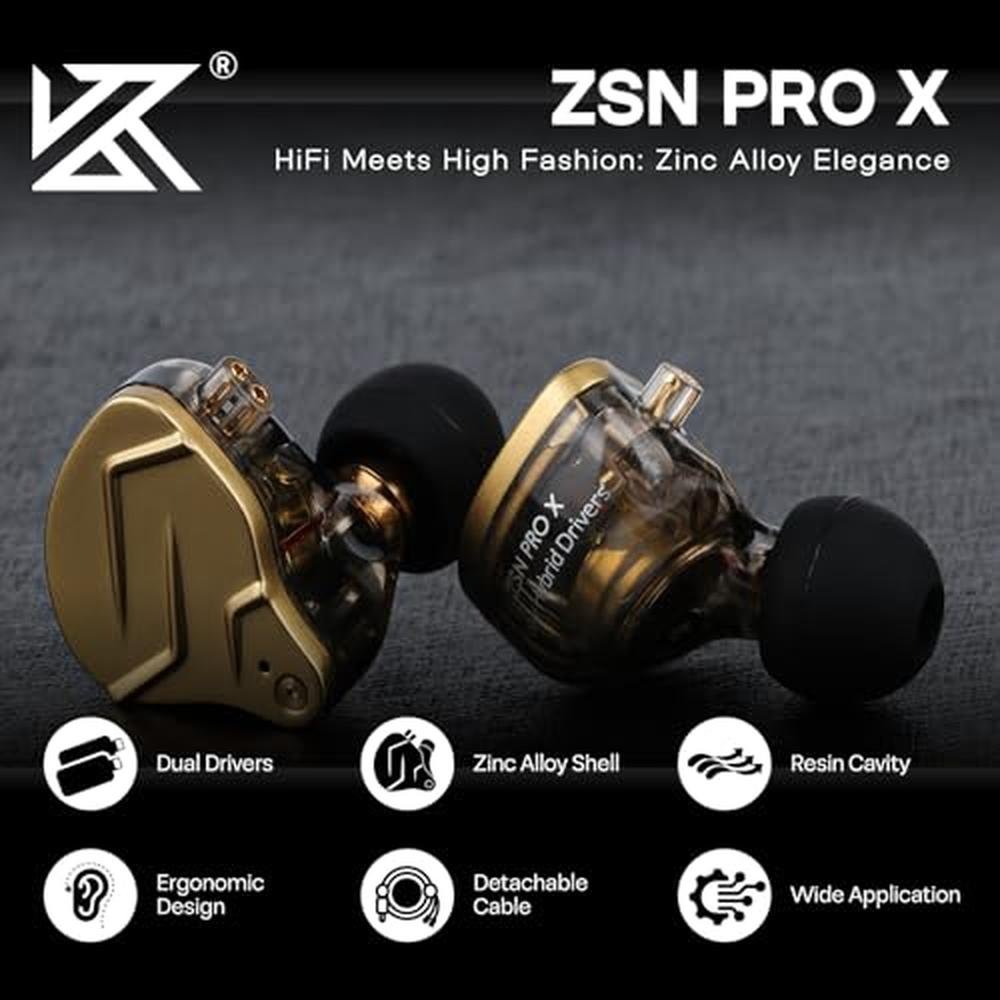Linsoul KZ ZSN PRO X Dual Driver 1BA+1DD Hybrid Metal – Side View