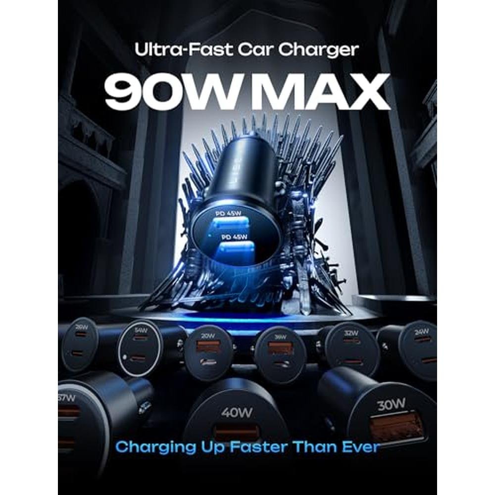Charger Car: LISEN 90W USB C Car Charger – Close-up Detail
