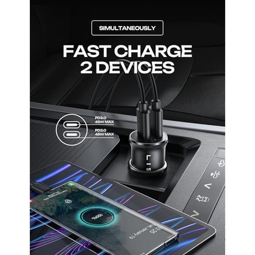 Charger Car: LISEN 90W USB C Car Charger – In Use