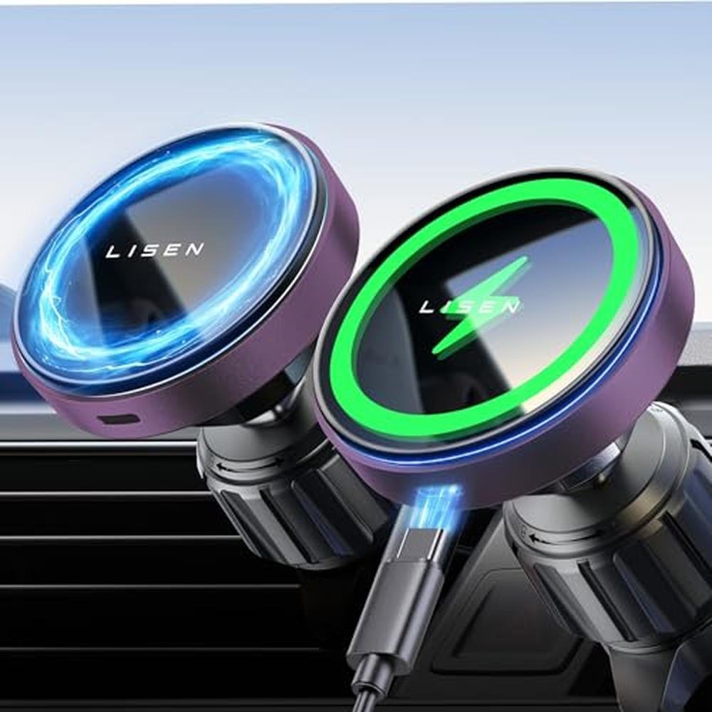 Car Mount: LISEN Magsafe Car Mount Charger 360 Rotatable – Front View