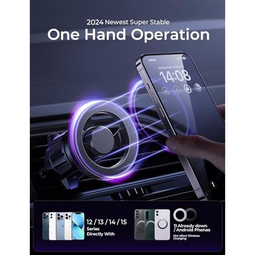 Car Phone Mount: Lisen Magsafe Car Mount Magnetic Car Phone – Side View