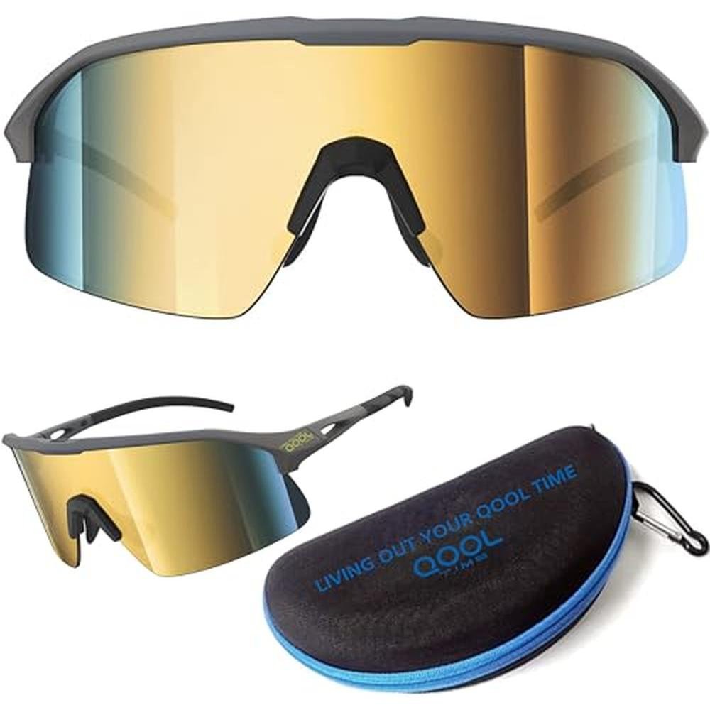 Polarized Wrap-Around Shield Cycling Sunglasses – Front View