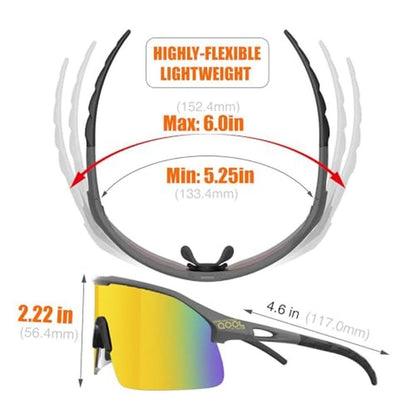Polarized Wrap-Around Shield Cycling Sunglasses – Close-up Detail