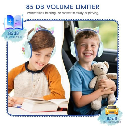 LOBKIN Kids Headphones with Microphone Bluetooth 6.0 – Side View