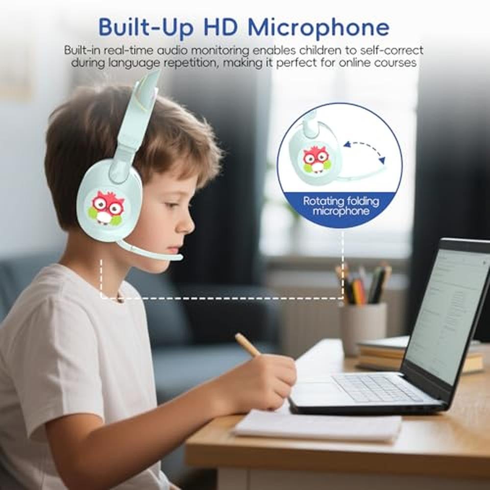LOBKIN Kids Headphones with Microphone Bluetooth 6.0 – Close-up Detail