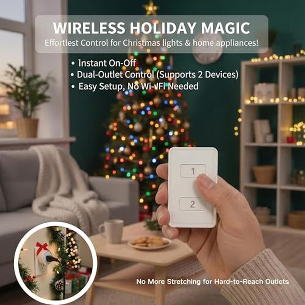 LoraTap Mini Wireless Remote Control Outlet Plug Adapter (2 – Side View