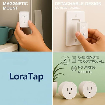 LoraTap Mini Wireless Remote Control Outlet Plug Adapter (2 – In Use