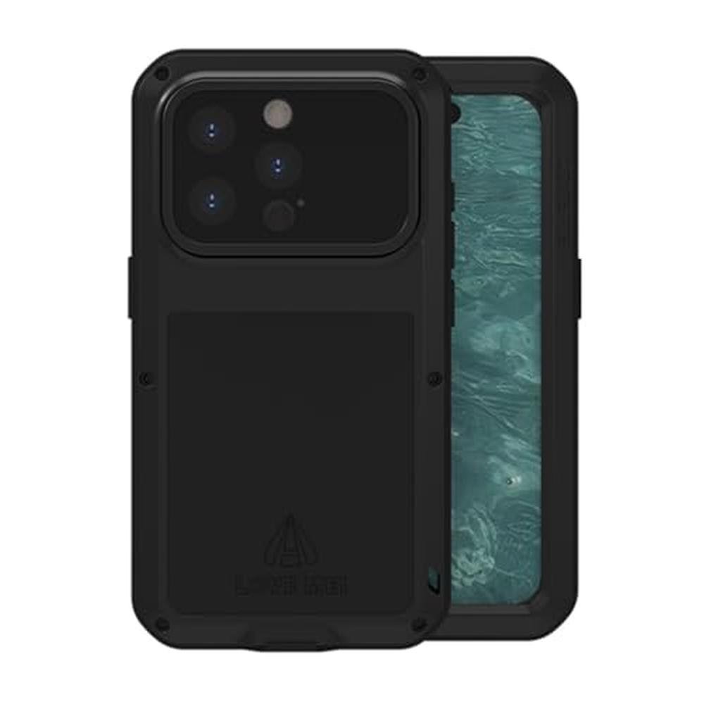 Case iPhone 15 Pro: LOVE MEI Metal Case – Front View