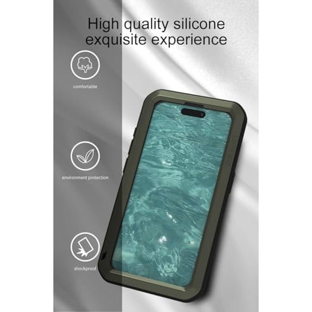 Case iPhone 15 Pro: LOVE MEI Metal Case – Close-up Detail