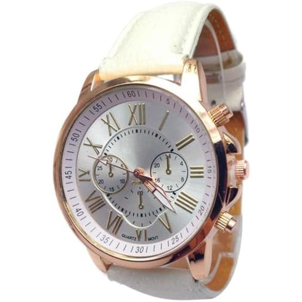 LsvtrUS Women's Diamond Crystal Rhinestone Leather Quartz – Front View