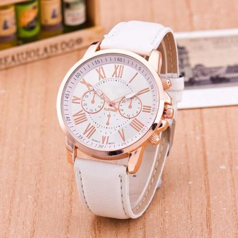 LsvtrUS Women's Diamond Crystal Rhinestone Leather Quartz – Side View